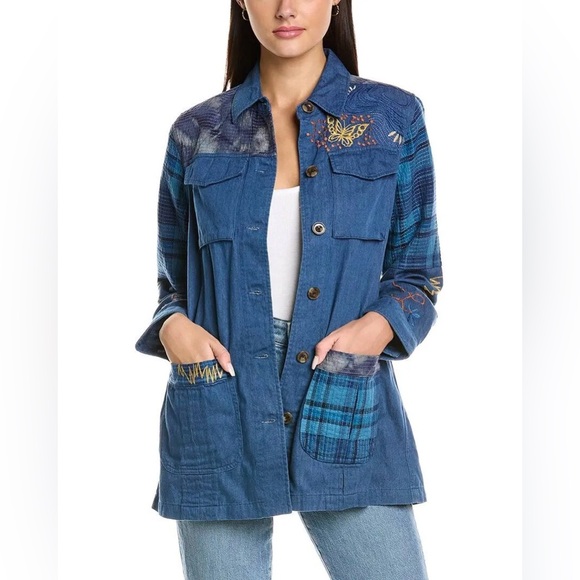 Johnny Was Jackets & Blazers - JOHNNY WAS Moonlight Tie Dye Patchwork‎ Boho Utility Jacket Size Large